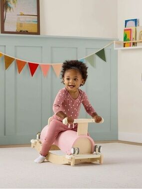 BNIB- 2-in-1 Wooden Pink Ride-On Rocker